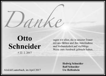 Traueranzeige von Otto Schneider von VRM Trauer