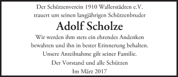 Traueranzeige von Adolf Scholze von Trauerportal Echo Online
