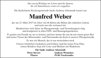 Traueranzeige von Manfred Weber von  Kreisanzeiger