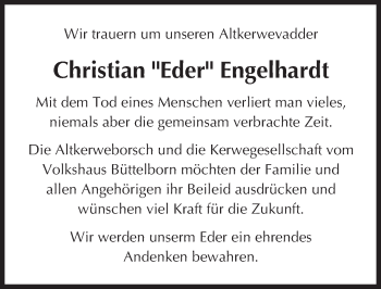 Traueranzeige von Christian  Engelhardt von Trauerportal Echo Online