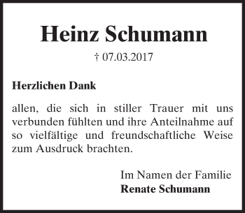 Traueranzeige von Heinz Schumann von Trauerportal Rhein Main Presse