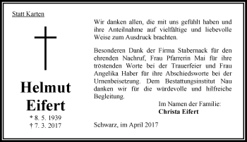 Traueranzeige von Helmut Eifert von VRM Trauer