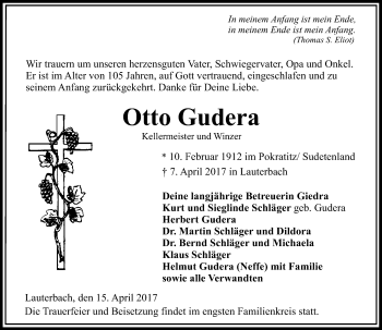 Traueranzeige von Otto Gudera von VRM Trauer
