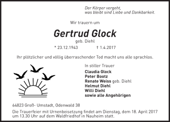Traueranzeige von Gertrud Glock von Trauerportal Echo Online