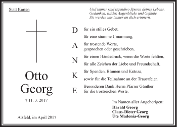Traueranzeige von Otto Georg von VRM Trauer