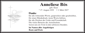 Traueranzeige von Anneliese Bös von  Camberger Anzeiger