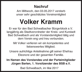 Traueranzeige von Volker Kramm von Trauerportal Rhein Main Presse