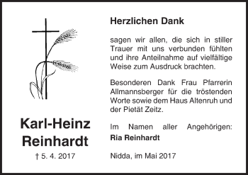 Traueranzeige von Karl-Heinz Reinhardt von  Kreisanzeiger