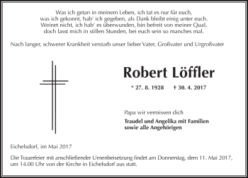 Traueranzeige von Robert Löffler von  Kreisanzeiger