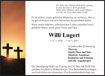 Traueranzeige von Willi Lugert von Trauerportal Echo Online