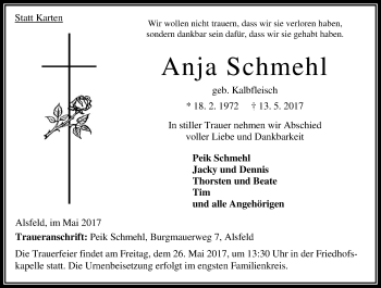 Traueranzeige von Anja Schmehl von VRM Trauer