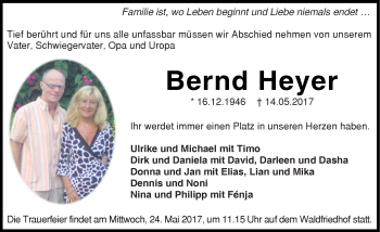 Traueranzeige von Bernd Heyer von Trauerportal Echo Online