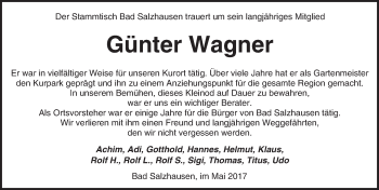 Traueranzeige von Günter Wagner von  Kreisanzeiger