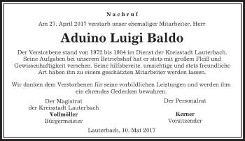 Traueranzeige von Aduino Luigi Saldo von VRM Trauer