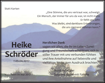 Traueranzeige von Heike Schröder von  Usinger Anzeiger