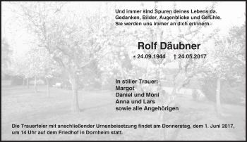 Traueranzeige von Rolf Däubner von Trauerportal Echo Online