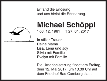 Traueranzeige von Michael Schöppl von  Camberger Anzeiger