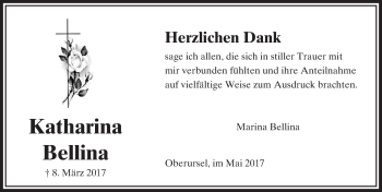 Traueranzeige von Katharina Bellina von  Usinger Anzeiger