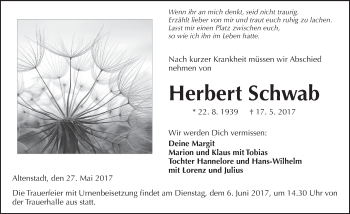 Traueranzeige von Herbert Schwab von  Kreisanzeiger