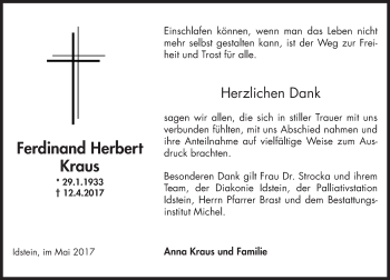 Traueranzeige von Ferdinand Herbert Kraus von Trauerportal Rhein Main Presse