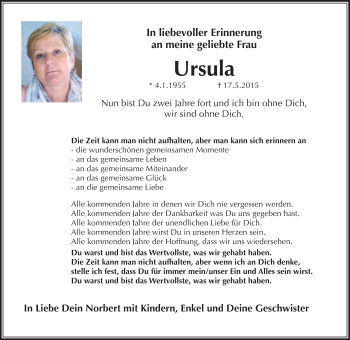 Traueranzeige von Ursula von Winkler von Trauerportal Rhein Main Presse