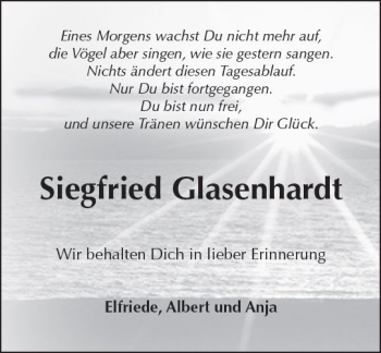 Traueranzeige von Siegfried Glasenhardt von  Kreisanzeiger