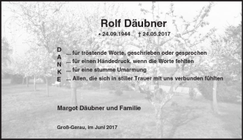 Traueranzeige von Rolf Däubner von Trauerportal Echo Online