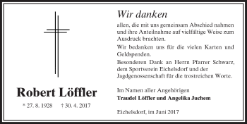 Traueranzeige von Robert Löffler von  Kreisanzeiger