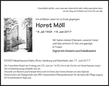 Traueranzeige von Horst Möll von Trauerportal Rhein Main Presse