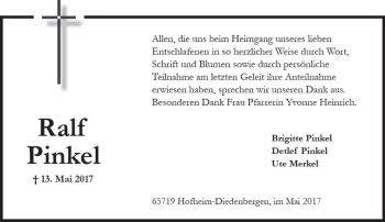 Traueranzeige von Ralf Pinkel von Trauerportal Rhein Main Presse
