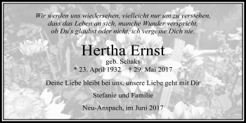 Traueranzeige von Hertha Ernst von  Usinger Anzeiger