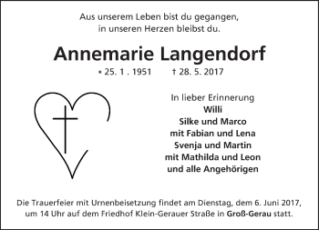 Traueranzeige von Annemarie Langendorf von Trauerportal Echo Online