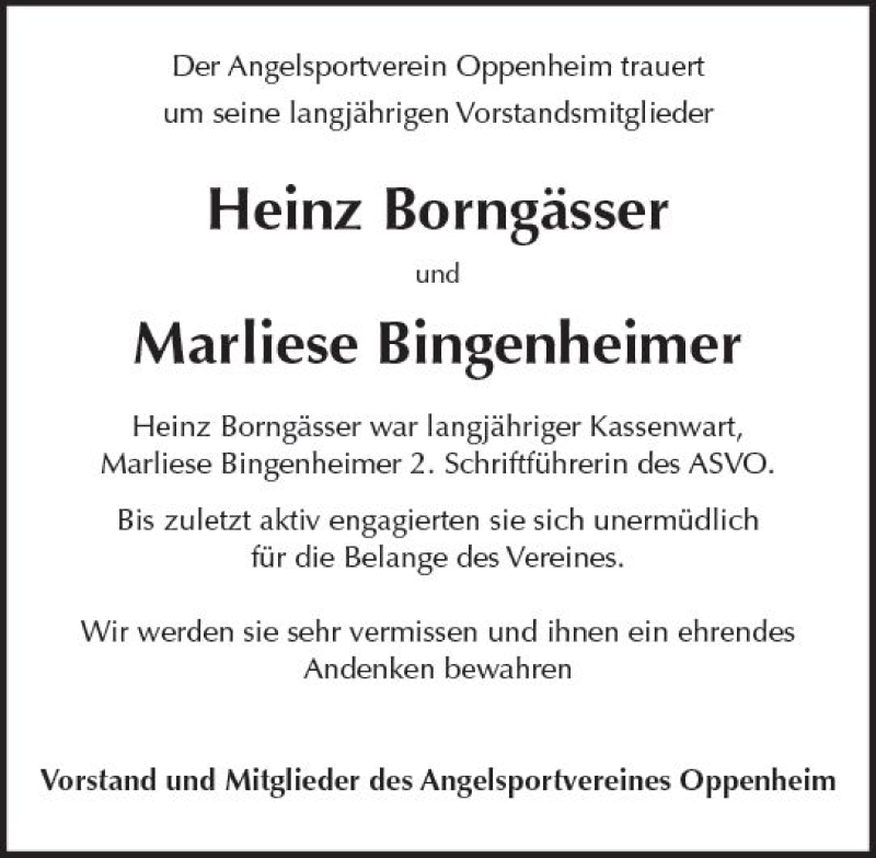  Traueranzeige für Heinz Borngässer vom 09.06.2017 aus Trauerportal Rhein Main Presse