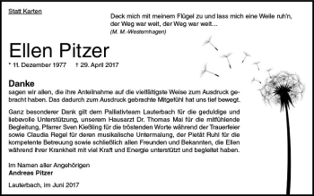Traueranzeige von Ellen Pitzer von VRM Trauer