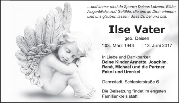 Traueranzeige von Ilse Vater von Trauerportal Echo Online