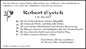 Traueranzeige von Robert Eyrich von Trauerportal Rhein Main Presse