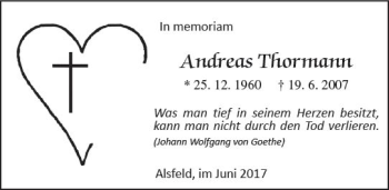 Traueranzeige von Andreas Thormann von VRM Trauer