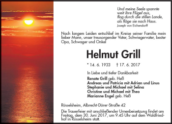 Traueranzeige von Helmut Grill von Trauerportal Rhein Main Presse