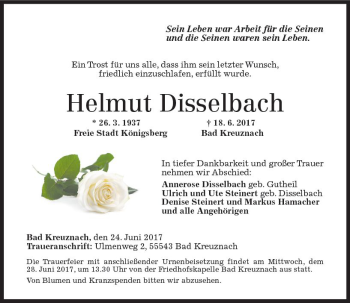 Traueranzeige von Helmut Disselbach von Trauerportal Rhein Main Presse