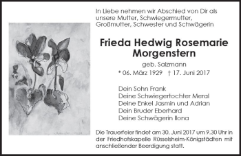Traueranzeige von Frieda Hedwig Rosemarie Morgenstern von Trauerportal Rhein Main Presse