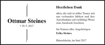 Traueranzeige von Ottmar Steines von Trauerportal Rhein Main Presse