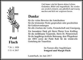 Traueranzeige von Paul Flach von VRM Trauer