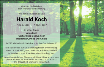 Traueranzeige von Harald Koch von Trauer Echo Online
