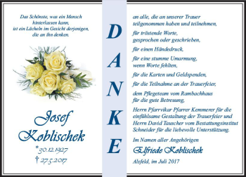 Traueranzeige von Josef Koblischek von VRM Trauer