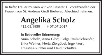 Traueranzeige von Angelika Scholz von Trauerportal Echo Online