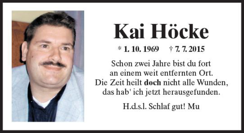 Traueranzeige für Kai Höcke vom 07.07.2017 aus Trauerportal Rhein Main Presse