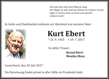 Traueranzeige von Kurt Ebert von VRM Trauer