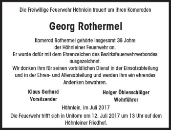 Traueranzeige von Georg Rothermel von Trauerportal Echo Online