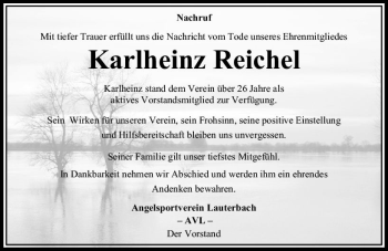 Traueranzeige von Karlheinz Reichel von VRM Trauer