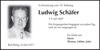 Traueranzeige von Ludwig Schäfer von Trauerportal Echo Online